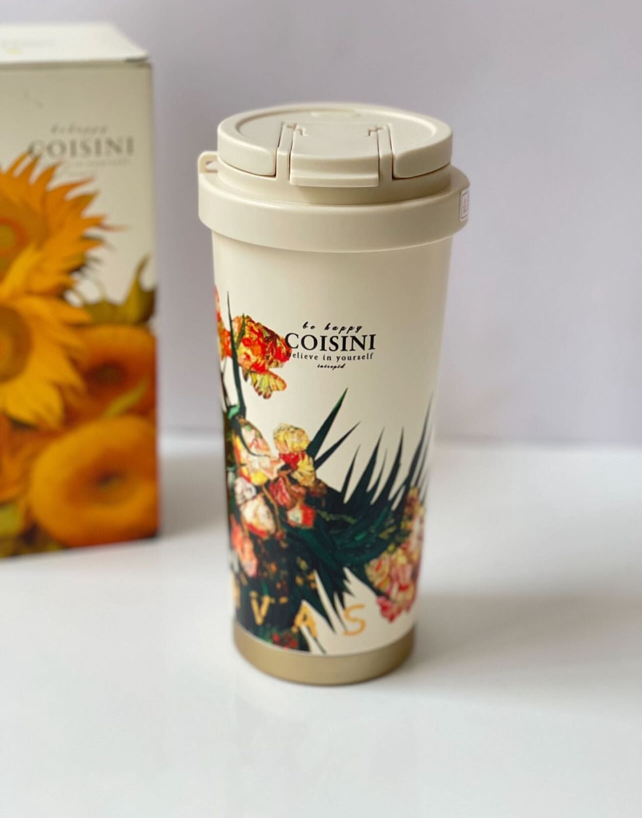 🌼 COISINI Floral Stainless Steel Thermos Tumbler – 520ml