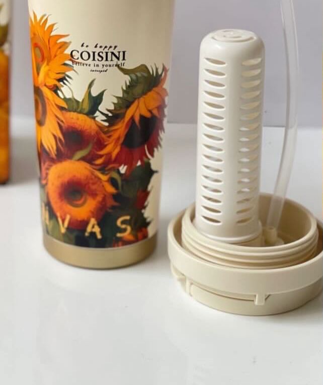 🌼 COISINI Floral Stainless Steel Thermos Tumbler – 520ml