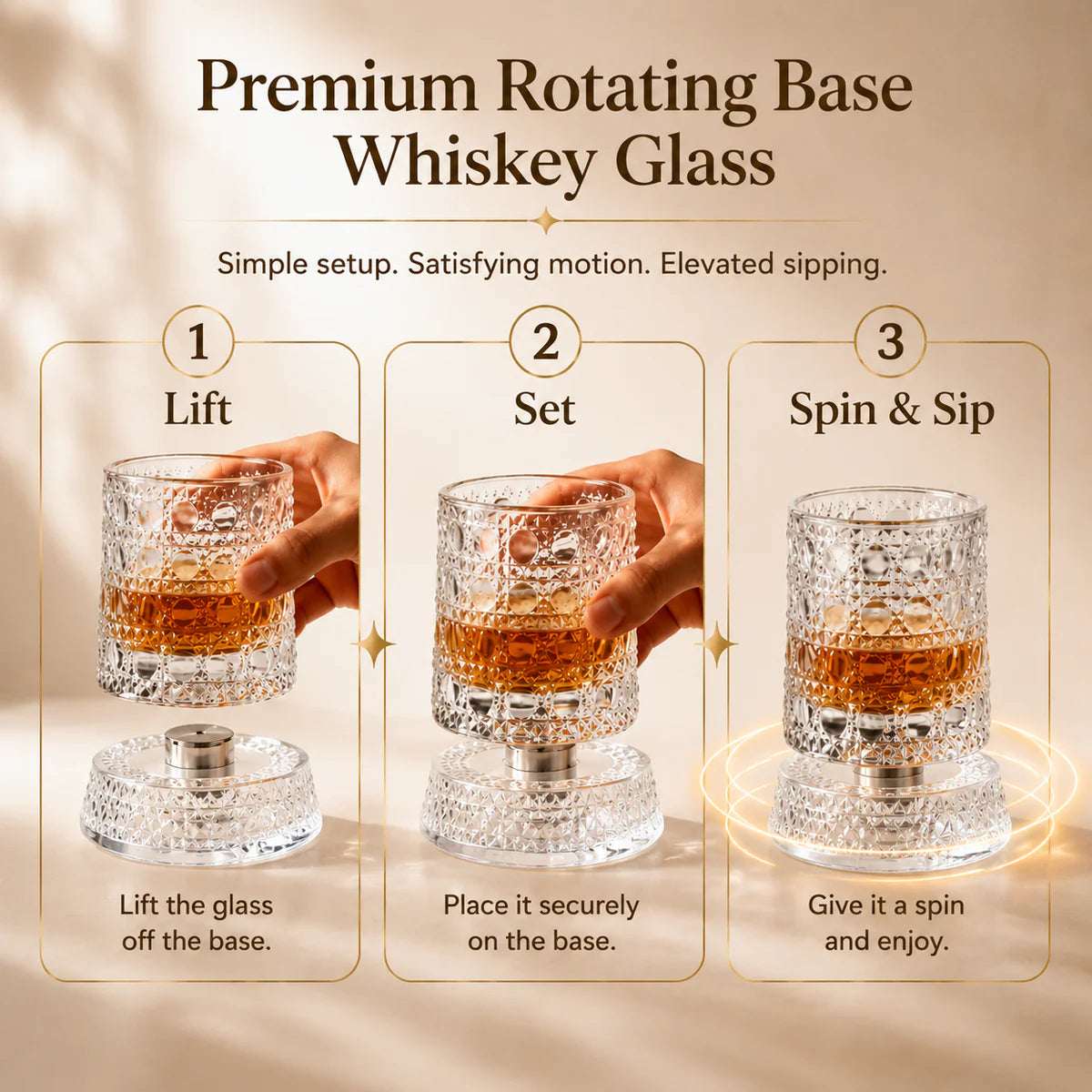 Hombay Premium Rotating Base Whiskey Glass
