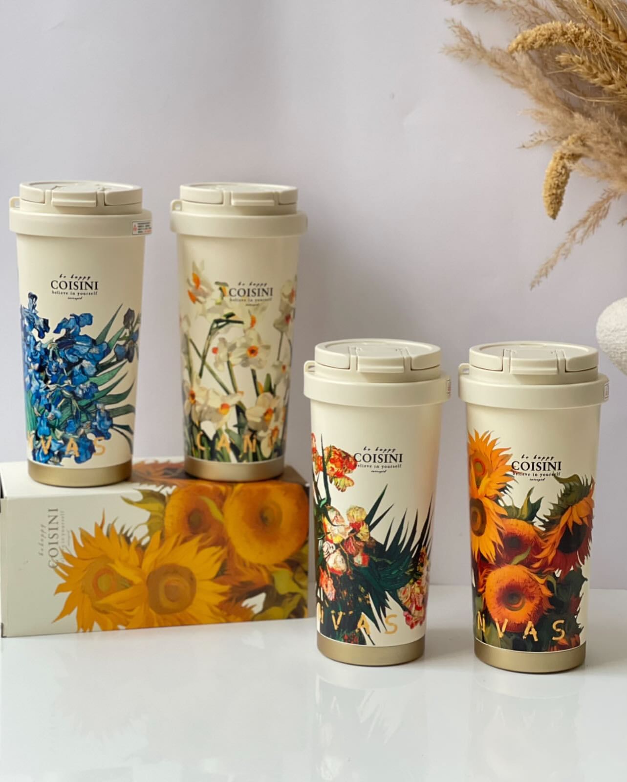 🌼 COISINI Floral Stainless Steel Thermos Tumbler – 520ml