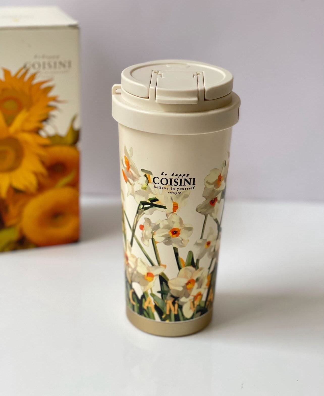 🌼 COISINI Floral Stainless Steel Thermos Tumbler – 520ml