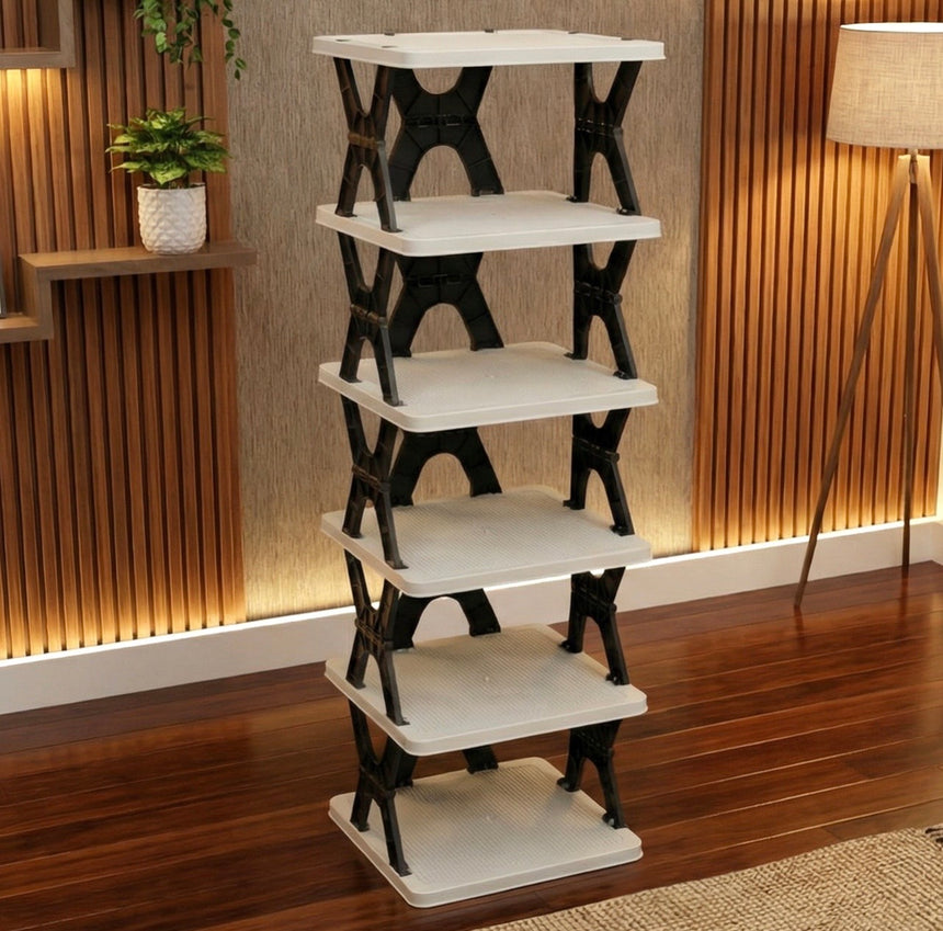 Hombay 6-Layer Plastic Shoe Rack | Space Saving Multipurpose Shoe Organizer for Home