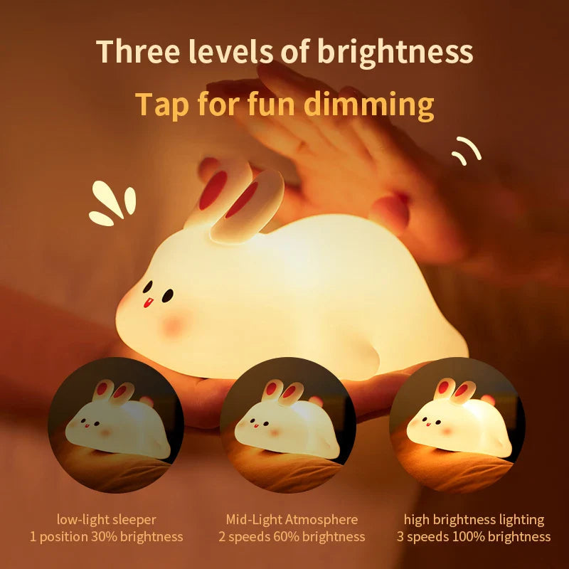 ✨ HOMBAY Cute Bunny Silicone Night Light – Soft Glow Bedside Lamp for Kids & Adults