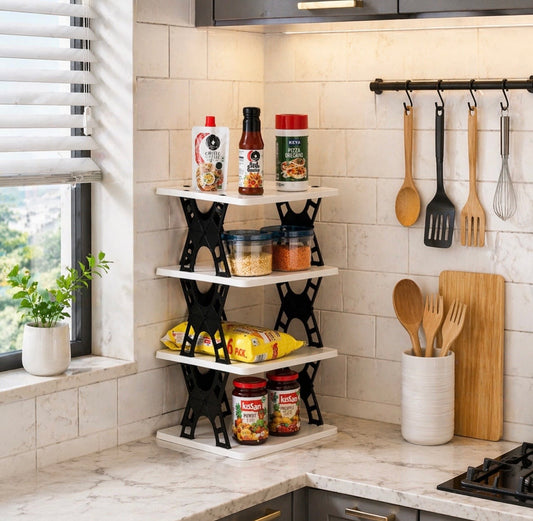 Hombay 4-Layer Multipurpose Storage Rack | Foldable Kitchen, Bathroom & Home Organizer