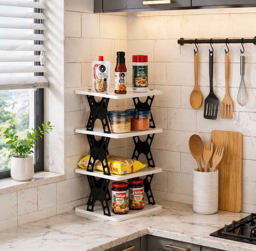 Hombay 4-Layer Multipurpose Storage Rack | Foldable Kitchen, Bathroom & Home Organizer