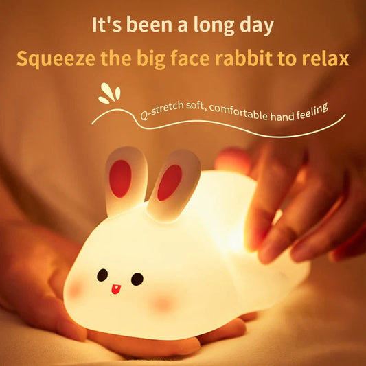 ✨ HOMBAY Cute Bunny Silicone Night Light – Soft Glow Bedside Lamp for Kids & Adults