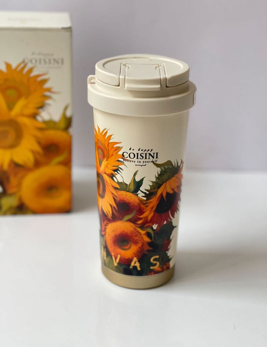 🌼 COISINI Floral Stainless Steel Thermos Tumbler – 520ml