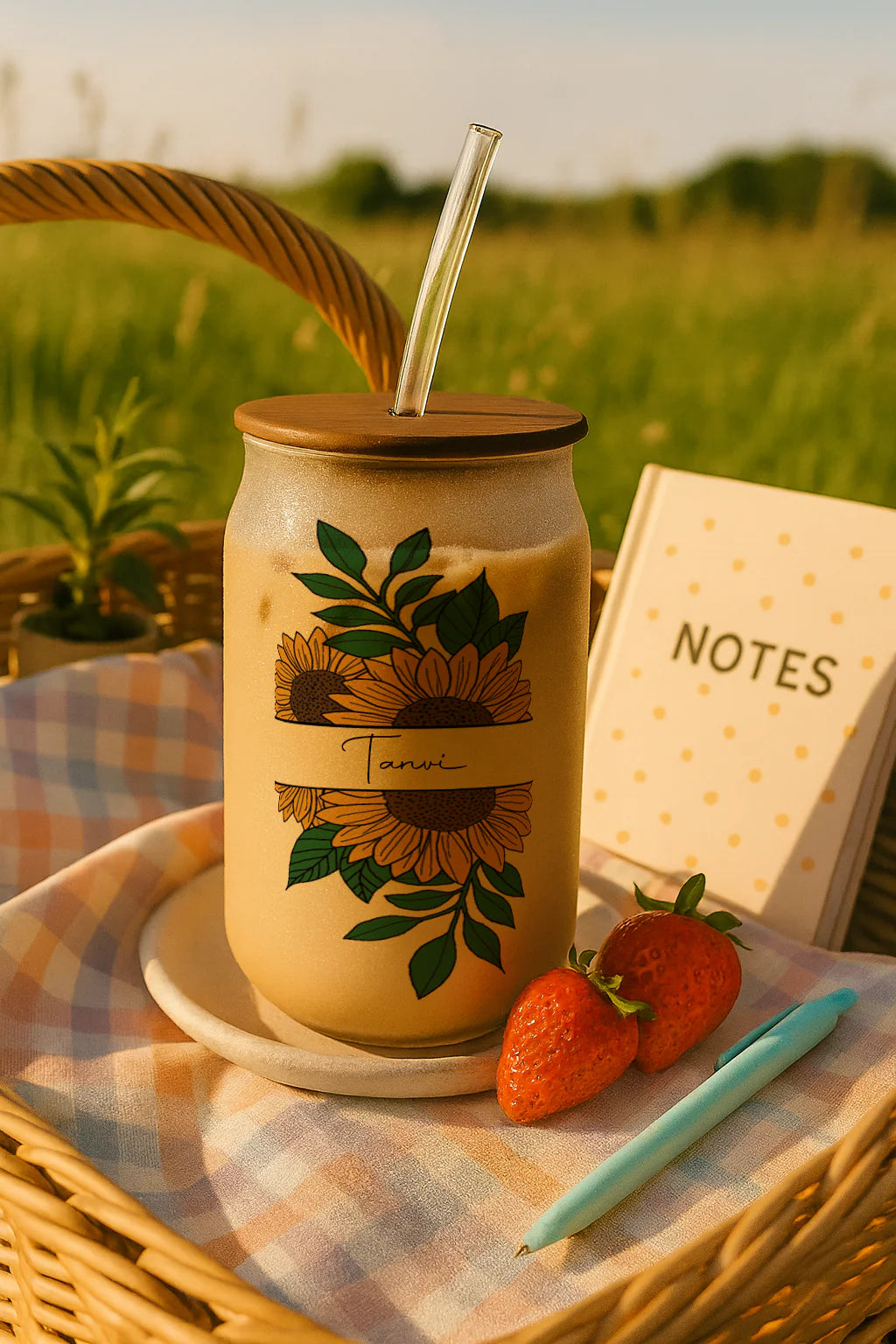 Personalized Sun Spell Frosted Glass Can Sipper 500ml – Coffee Tumbler with Straw & Lid Sun Spell Frosted Glass Can Sipper 500ml – Coffee Tumbler with Straw & Lid