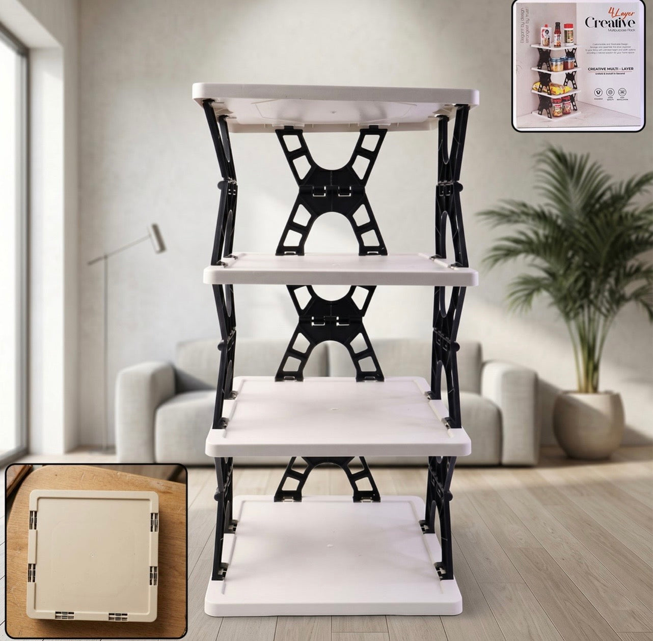 Hombay 4-Layer Multipurpose Storage Rack | Foldable Kitchen, Bathroom & Home Organizer