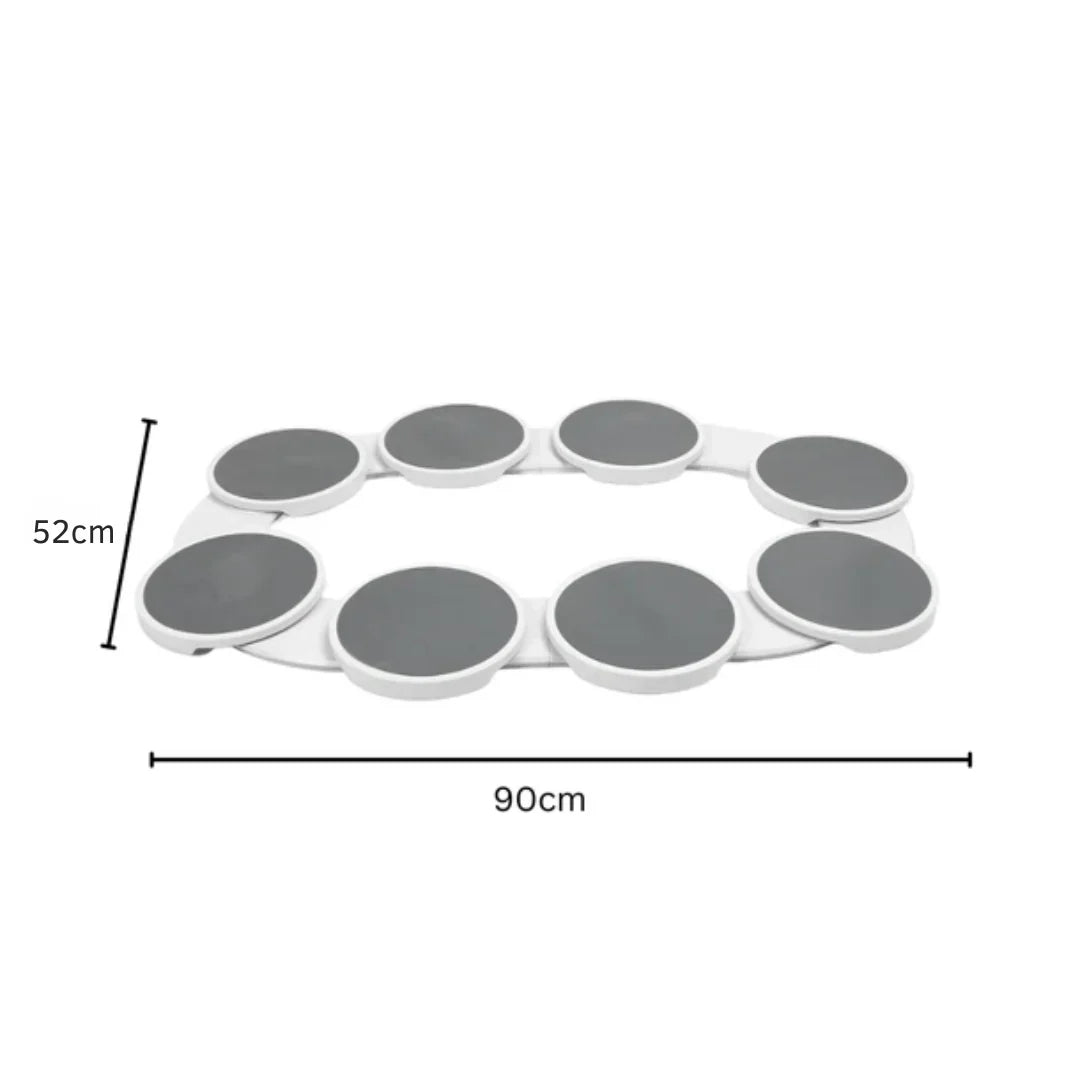 360° Rotating Dining Table Serving Tray with Sliding Rail