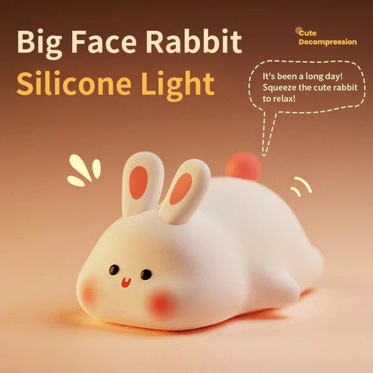 ✨ HOMBAY Cute Bunny Silicone Night Light – Soft Glow Bedside Lamp for Kids & Adults
