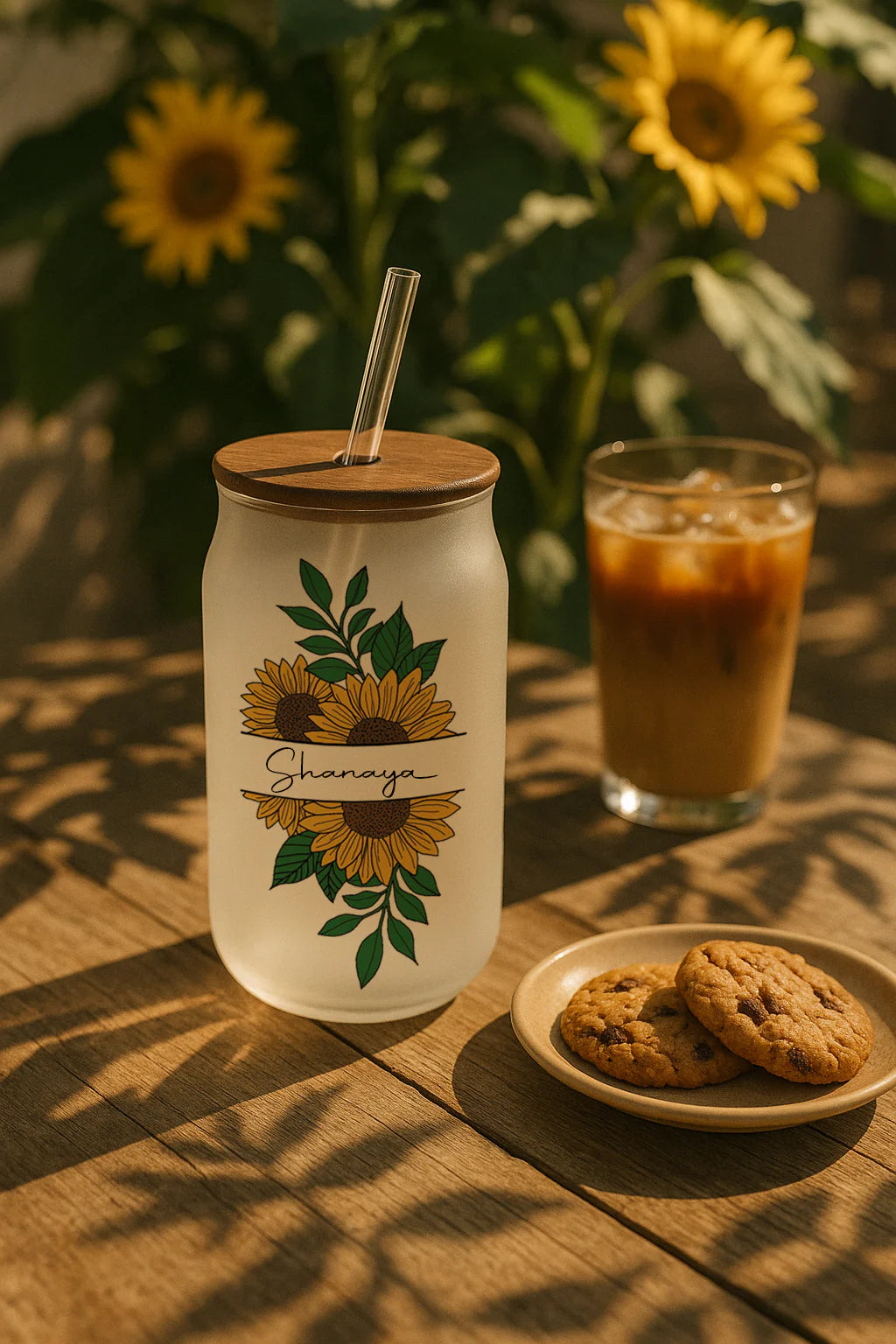 Personalized Sun Spell Frosted Glass Can Sipper 500ml – Coffee Tumbler with Straw & Lid Sun Spell Frosted Glass Can Sipper 500ml – Coffee Tumbler with Straw & Lid