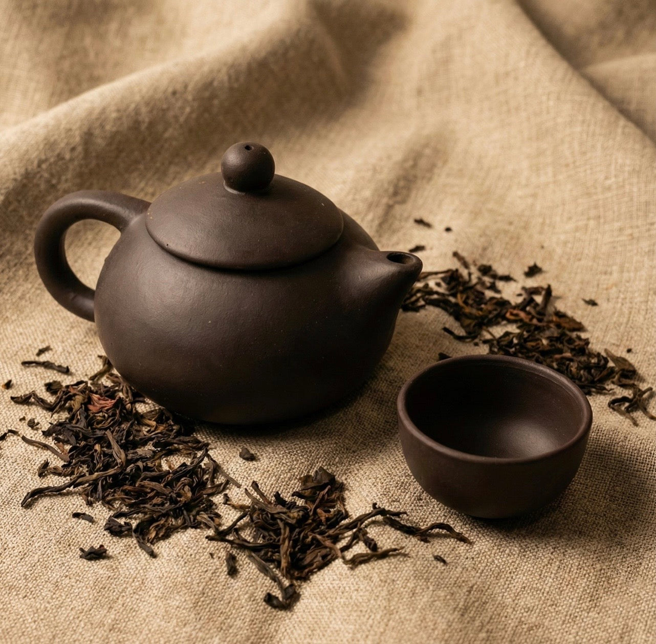 Hombay Ceramic Teapot & Tea Cup Set | Premium Matte Black Tea Set for Home & Gifting