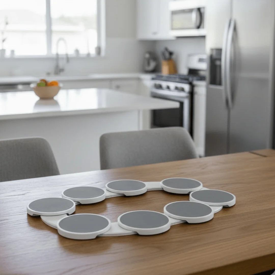 360° Rotating Dining Table Serving Tray with Sliding Rail