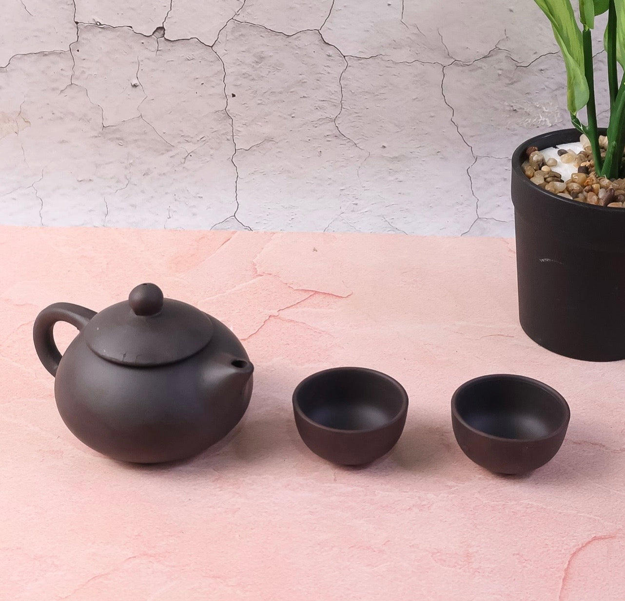Hombay Ceramic Teapot & Tea Cup Set | Premium Matte Black Tea Set for Home & Gifting