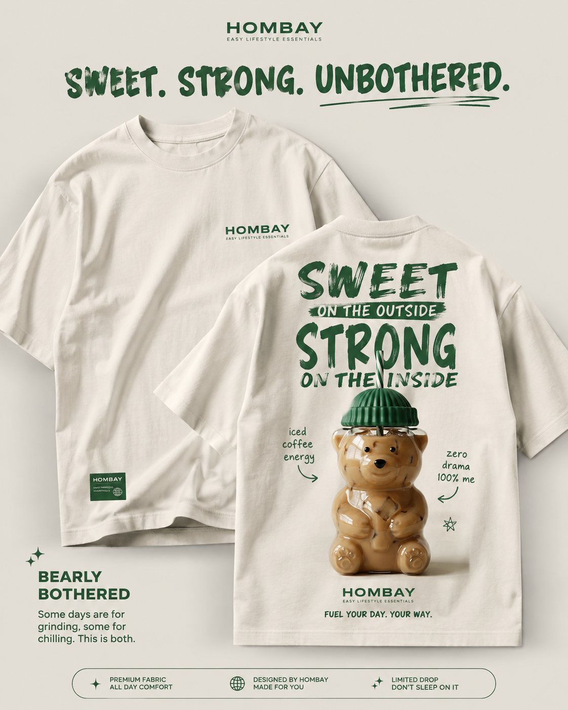 HOMBAY® Bearly Unbothered Oversized Tee – Premium Gen Z Streetwear
