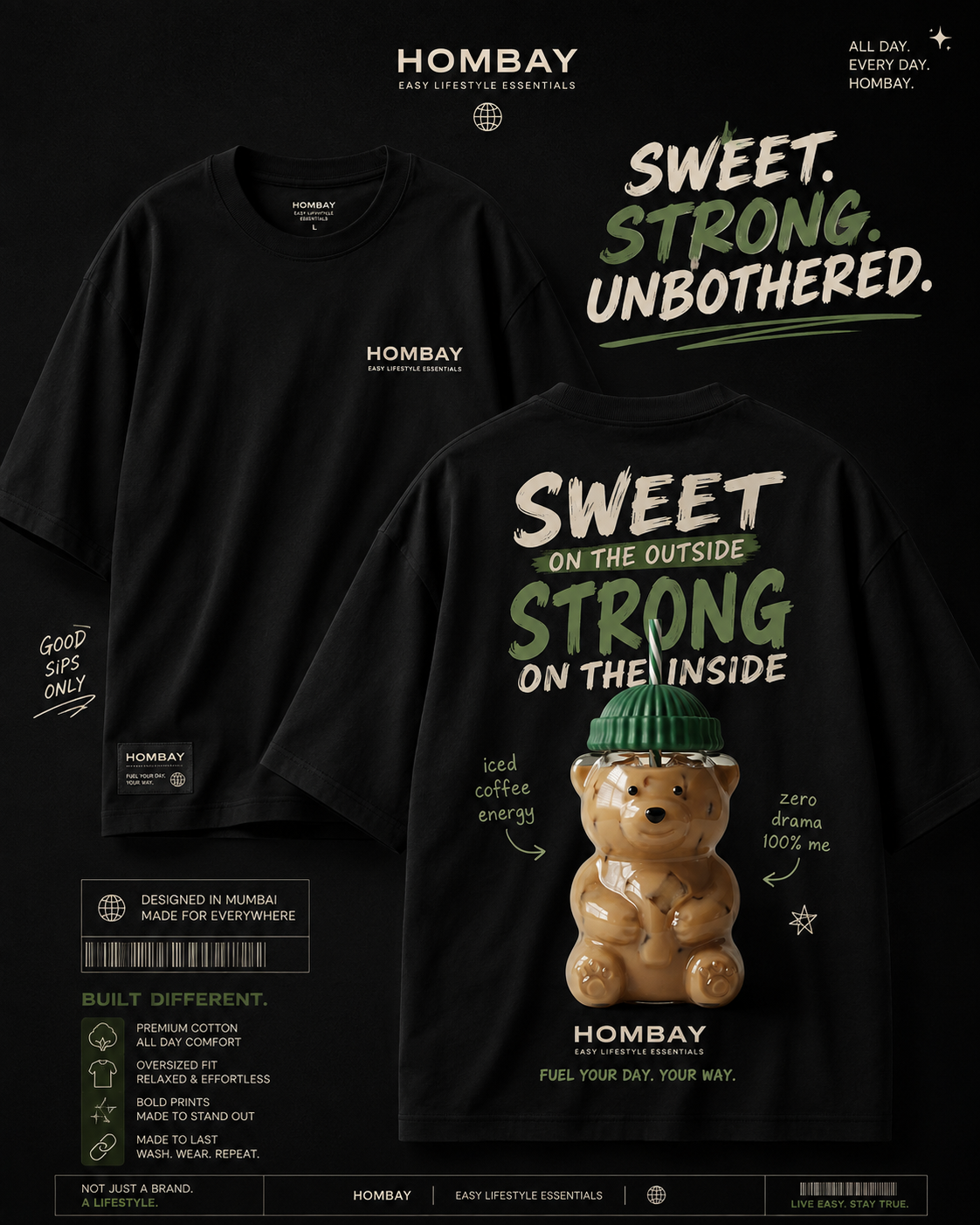 HOMBAY® Bearly Unbothered Oversized Tee – Premium Gen Z Streetwear