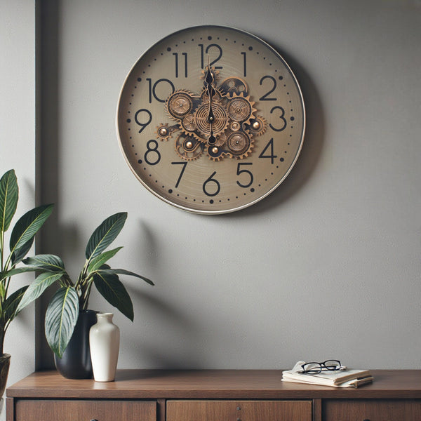 Antique Bronze Gear Wall Clock